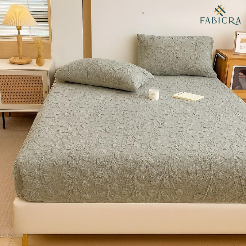 Fabicra Luxury Winter Warm Rabbit Fur Designer Fitted Bedsheet – King Size Double Bed