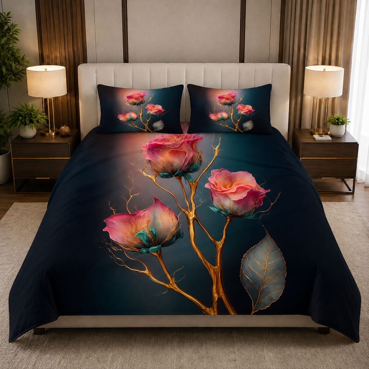Fabicra 7D Flat Double Bedsheet with 2 Pillow Covers