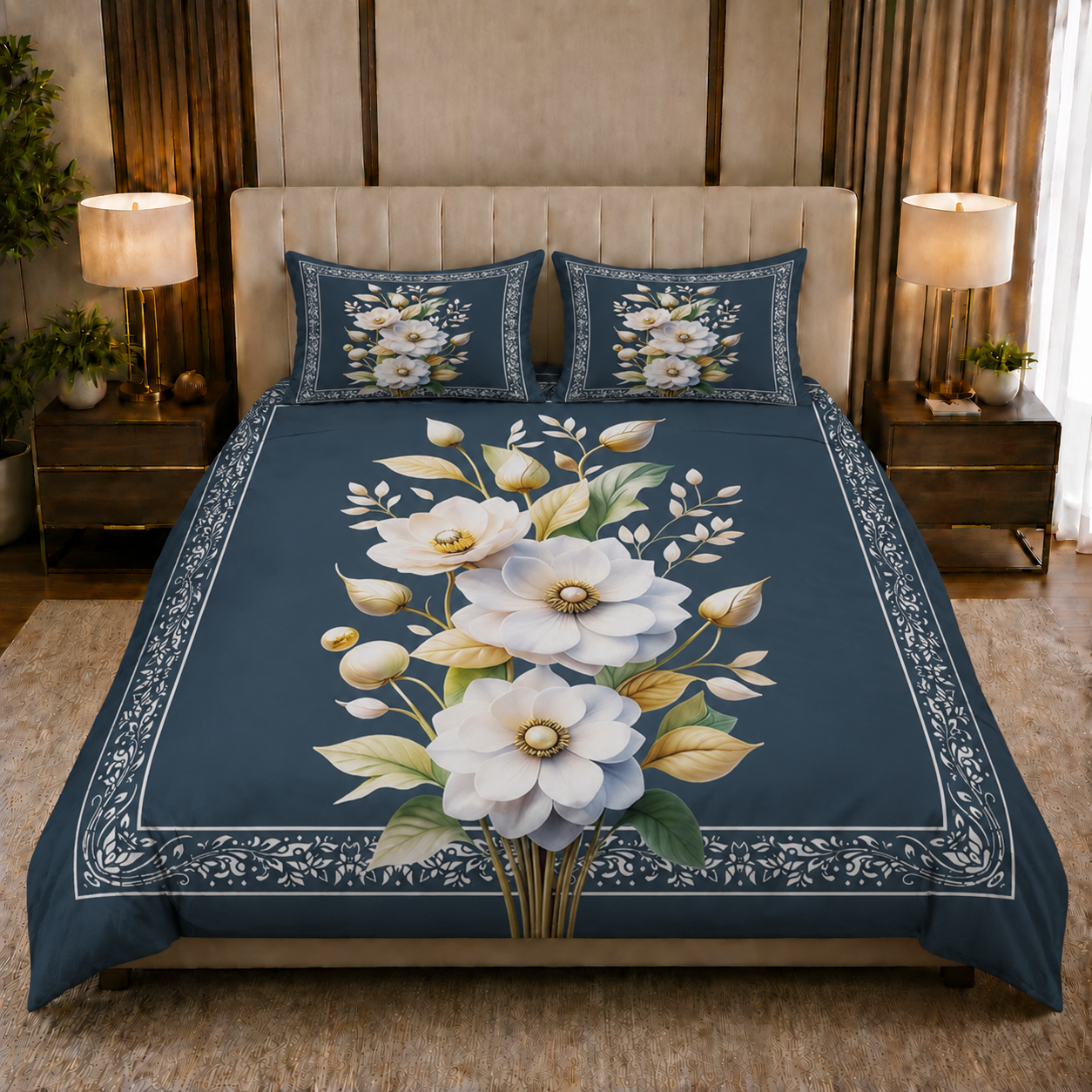 Fabicra 7D Flat Double Bedsheet with 2 Pillow Covers