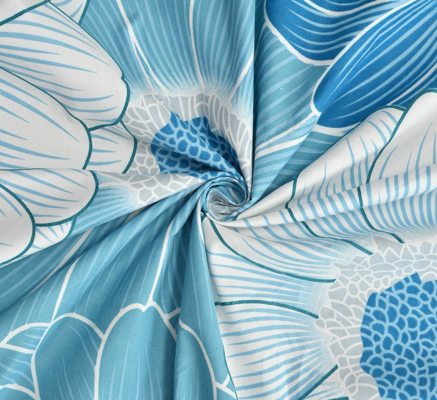BOGO Fabicra Blue Blossom Cotton Blend Elastic Fitted King Size Double Bed Bedsheet with 2 Pillow Covers