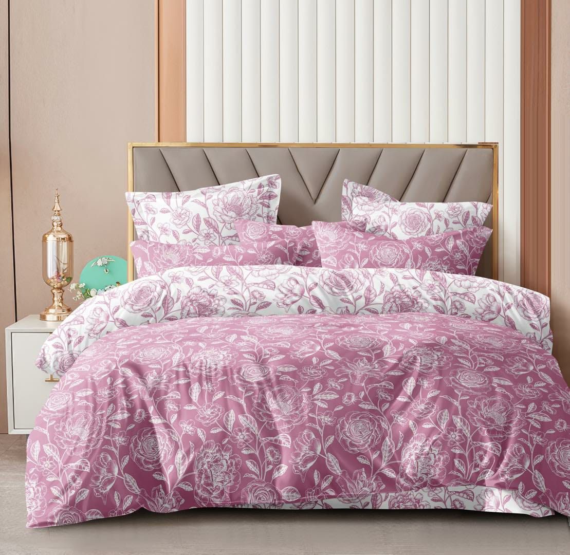 Fabicra Summer Cotton Elastic Fitted King Size Double Bed Bedsheet with 2 Pillow Covers (BOGO)