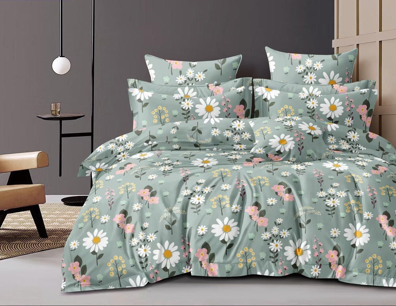 Fabicra Summer Cotton Elastic Fitted King Size Double Bed Bedsheet with 2 Pillow Covers (BOGO)