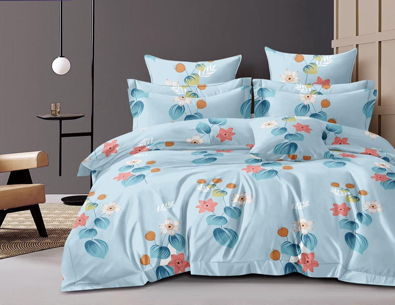 Fabicra Summer Cotton Elastic Fitted King Size Double Bed Bedsheet with 2 Pillow Covers (New)