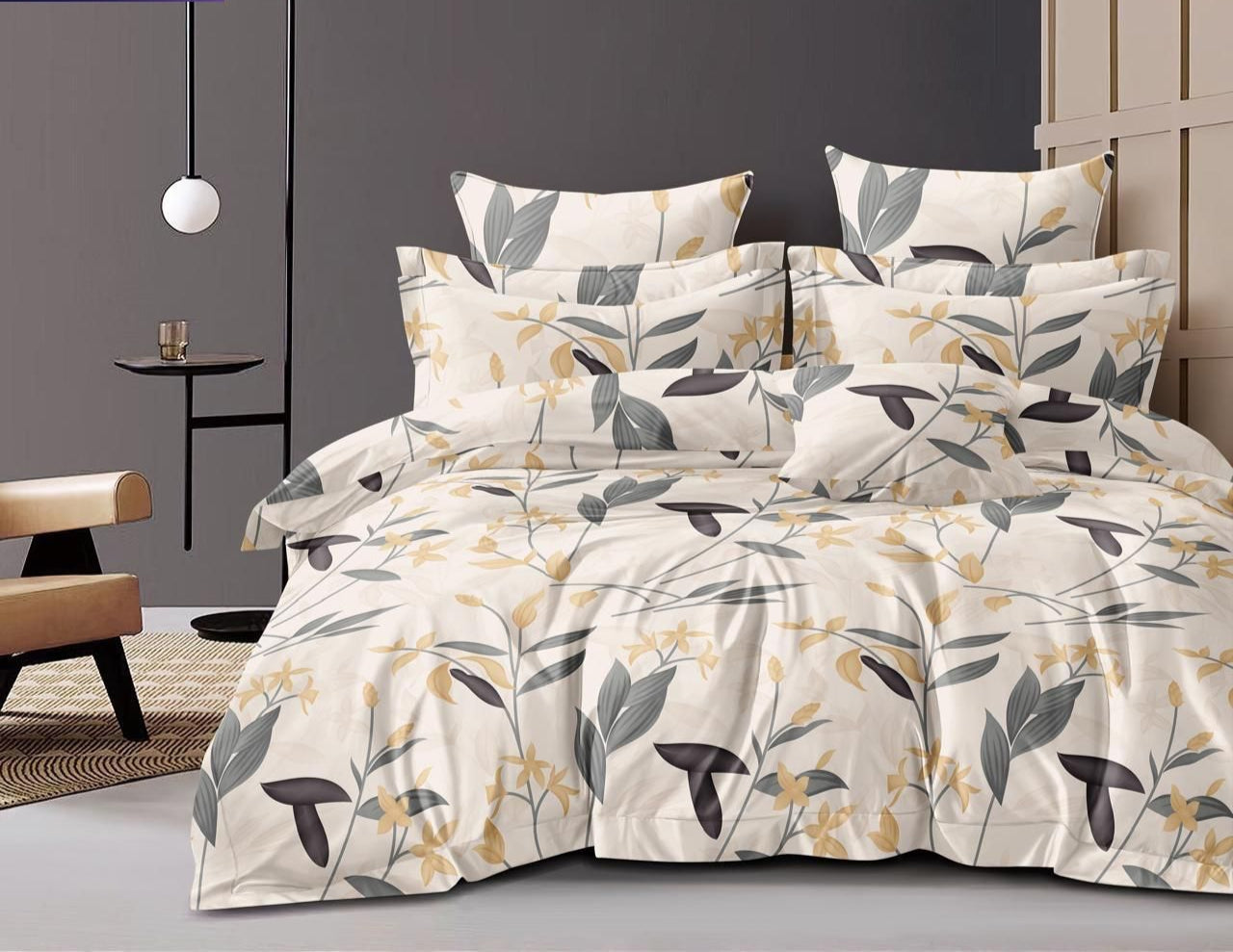 Fabicra Summer Cotton Elastic Fitted King Size Double Bed Bedsheet with 2 Pillow Covers (BOGO)