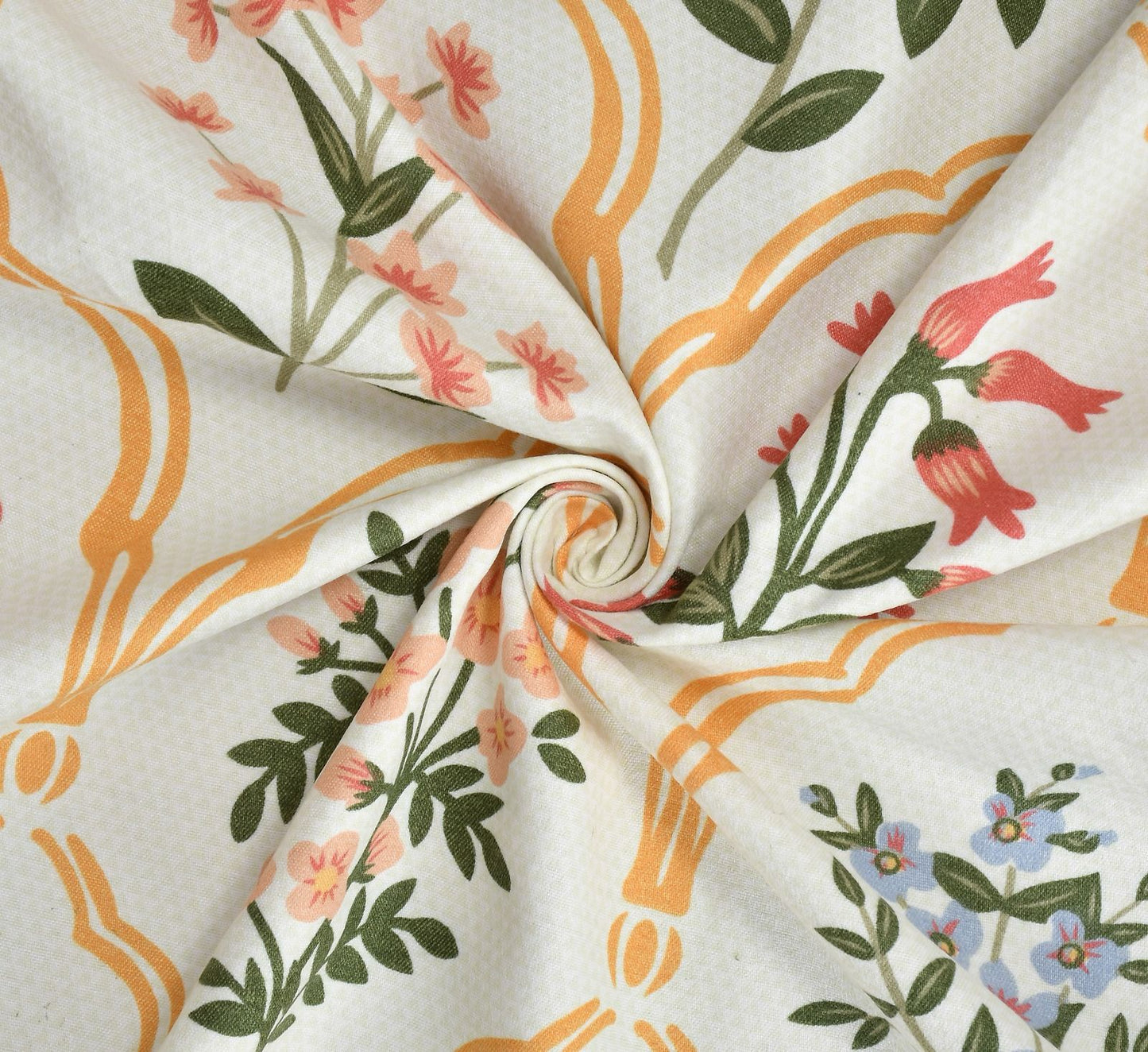 BOGO Fabicra Elegant Floral Cotton Elastic Fitted King Size Double Bed Bedsheet with 2 Pillow Covers