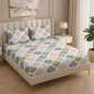 Fabicra Summer Cotton Elastic Fitted King Size Double Bed Bedsheet with 2 Pillow Covers (New)