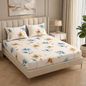 Fabicra Summer Cotton Elastic Fitted King Size Double Bed Bedsheet with 2 Pillow Covers (BOGO)