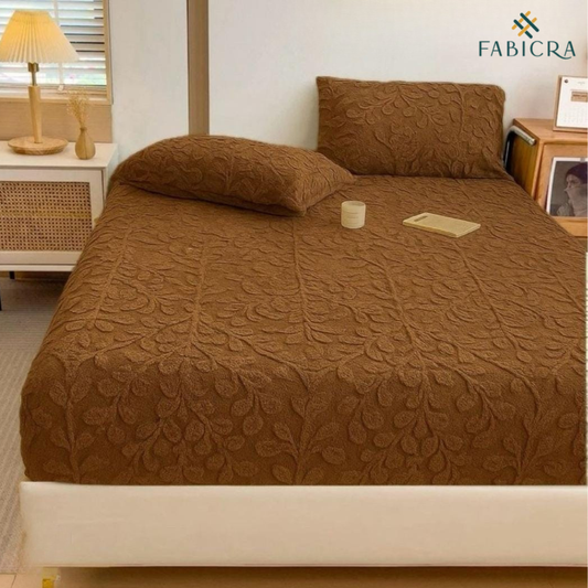 Fabicra Luxury Winter Warm Rabbit Fur Designer Fitted Bedsheet – King Size Double Bed