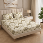 Fabicra Summer Cotton Elastic Fitted King Size Double Bed Bedsheet with 2 Pillow Covers (BOGO)