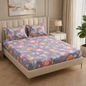 Fabicra Summer Cotton Elastic Fitted King Size Double Bed Bedsheet with 2 Pillow Covers (New)