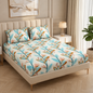 Fabicra Summer Cotton Elastic Fitted King Size Double Bed Bedsheet with 2 Pillow Covers (BOGO)
