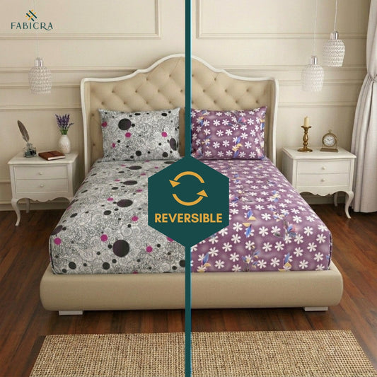 Fabicra 2-In-1 Reversible Double Bed Bed Sheet With Pillow Covers