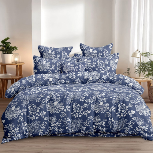 Fabicra Summer Cotton Elastic Fitted King Size Double Bed Bedsheet with 2 Pillow Covers (New)