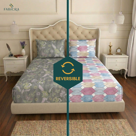Fabicra 2-In-1 Reversible Double Bed Bed Sheet With Pillow Covers