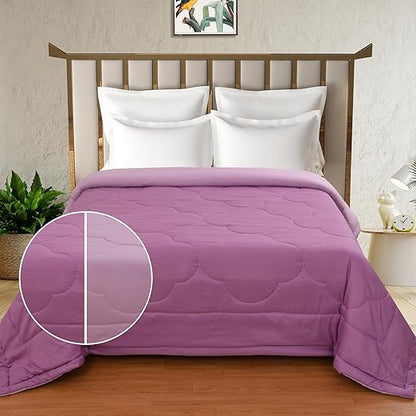 Pink Solid Summer Touch Double Bed AC Comforter/Blanket Reversible by Fabicra