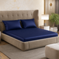 Fabicra Satin Elastic Fitted King Size Double Bed Bedsheet with 2 Pillow Covers (BOGO)