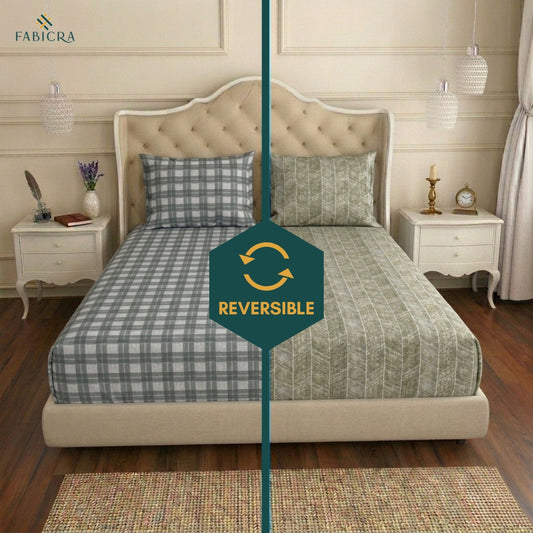 Fabicra 2-In-1 Reversible Double Bed Bed Sheet With Pillow Covers