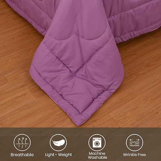 Pink Solid Summer Touch Double Bed AC Comforter/Blanket Reversible by Fabicra
