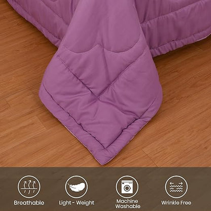 Pink Solid Summer Touch Double Bed AC Comforter/Blanket Reversible by Fabicra