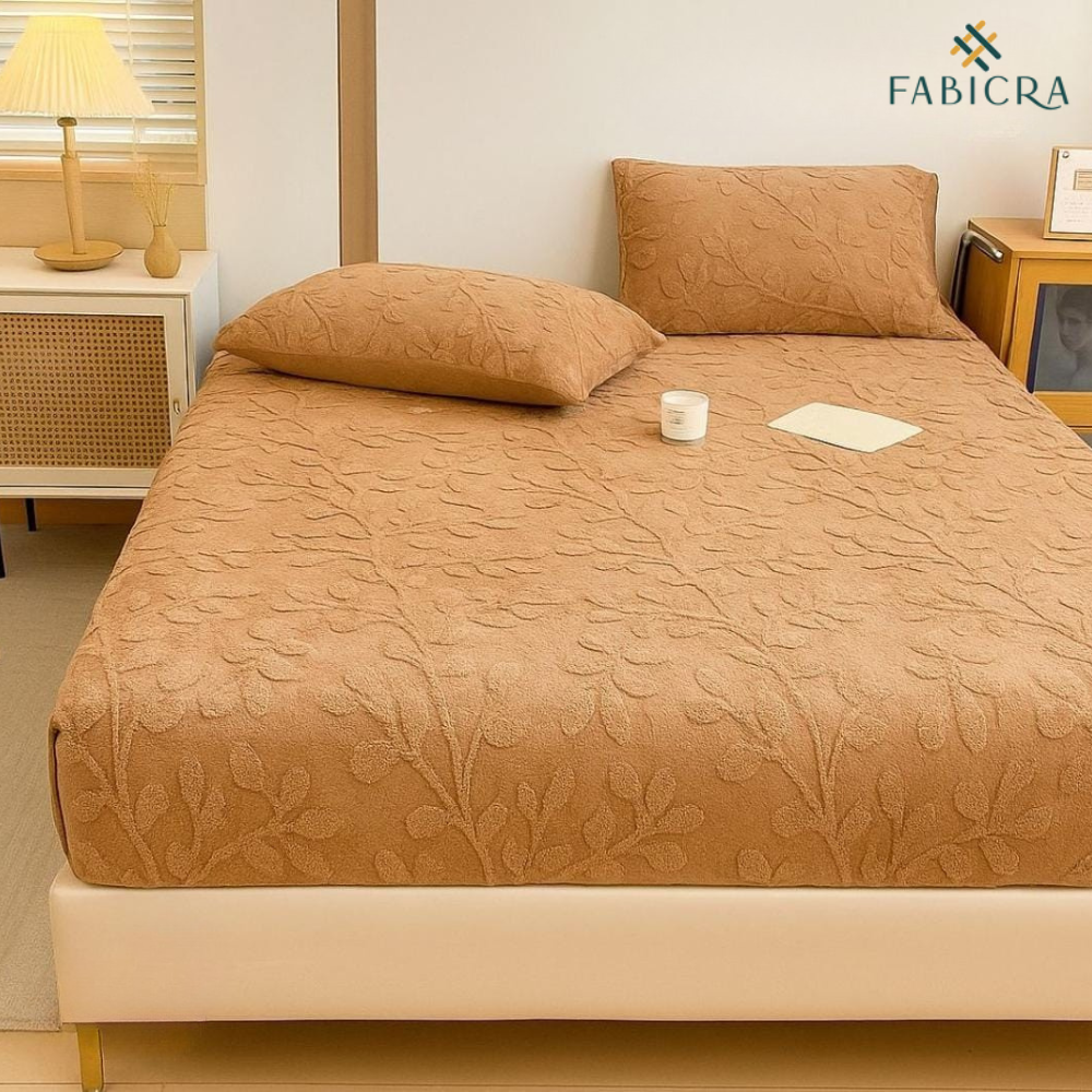 Fabicra Luxury Winter Warm Rabbit Fur Designer Fitted Bedsheet – King Size Double Bed