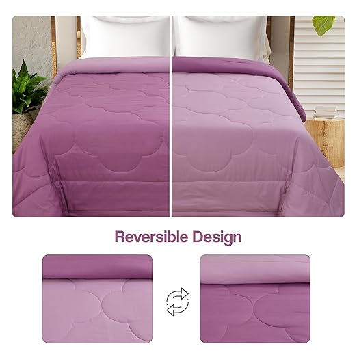 Pink Solid Summer Touch Double Bed AC Comforter/Blanket Reversible by Fabicra