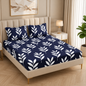 Fabicra Summer Cotton Elastic Fitted King Size Double Bed Bedsheet with 2 Pillow Covers (New)