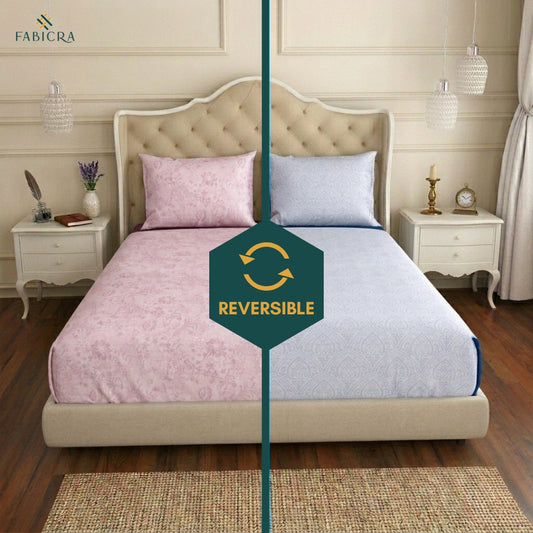 Fabicra 2-In-1 Reversible Double Bed Bed Sheet With Pillow Covers