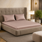 Fabicra Satin Elastic Fitted King Size Double Bed Bedsheet with 2 Pillow Covers (BOGO)