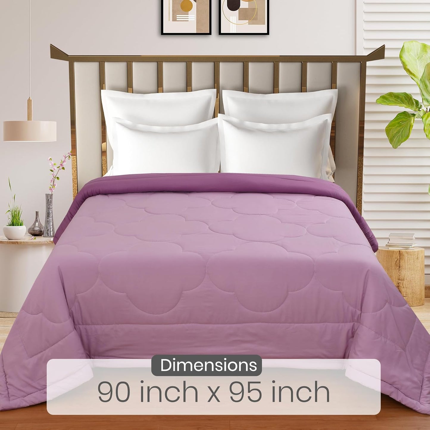 Pink Solid Summer Touch Double Bed AC Comforter/Blanket Reversible by Fabicra