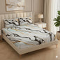 BOGO Premium Abstract Waves Design Cotton bland Elastic Fitted King Size Double Bed Bedsheet with 2 Pillow Covers