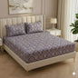 Fabicra Royal Purple Cotton Elastic Fitted King Size Double Bed Bedsheet with 2 Pillow Covers (New)