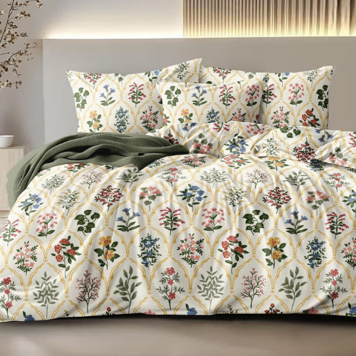 Fabicra Summer Cotton Elastic Fitted King Size Double Bed Bedsheet with 2 Pillow Covers (New)