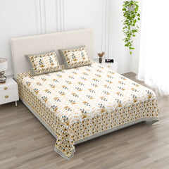 Luxe 100% Pure Cotton Printed Double Bed Bedsheet – With 2 Pillow Covers