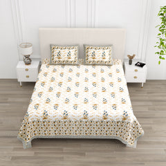 Luxe 100% Pure Cotton Printed Double Bed Bedsheet – With 2 Pillow Covers