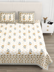 Luxe 100% Pure Cotton Printed Double Bed Bedsheet – With 2 Pillow Covers