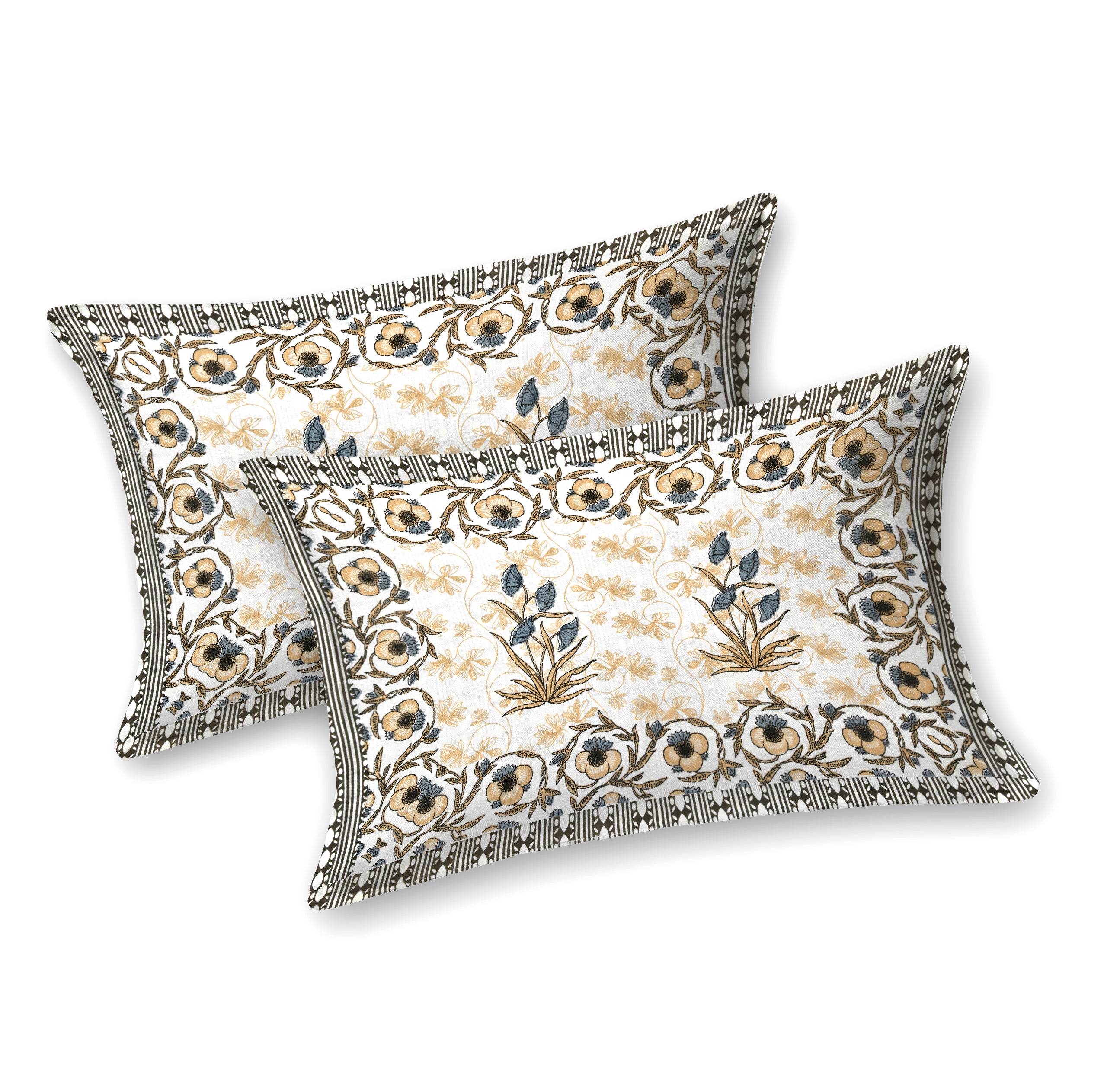 Luxe 100% Pure Cotton Printed Double Bed Bedsheet – With 2 Pillow Covers