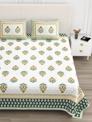 Luxe 100% Pure Cotton Printed Double Bed Bedsheet – With 2 Pillow Covers