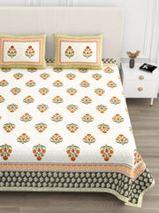 Luxe 100% Pure Cotton Printed Double Bed Bedsheet – With 2 Pillow Covers
