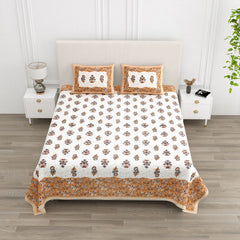 Luxe 100% Pure Cotton Printed Double Bed Bedsheet – With 2 Pillow Covers