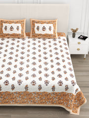 Luxe 100% Pure Cotton Printed Double Bed Bedsheet – With 2 Pillow Covers