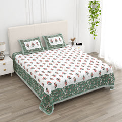 Luxe 100% Pure Cotton Printed Double Bed Bedsheet – With 2 Pillow Covers