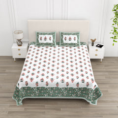 Luxe 100% Pure Cotton Printed Double Bed Bedsheet – With 2 Pillow Covers