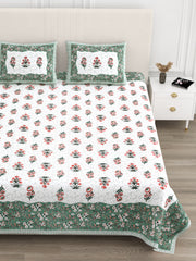 Luxe 100% Pure Cotton Printed Double Bed Bedsheet – With 2 Pillow Covers