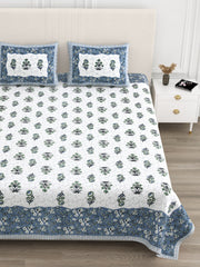 Luxe 100% Pure Cotton Printed Double Bed Bedsheet – With 2 Pillow Covers