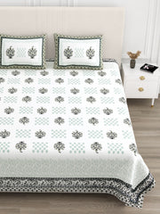 Luxe 100% Pure Cotton Printed Double Bed Bedsheet – With 2 Pillow Covers