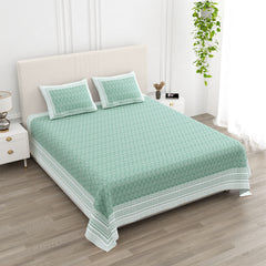 Luxe 100% Pure Cotton Printed Double Bed Bedsheet – With 2 Pillow Covers