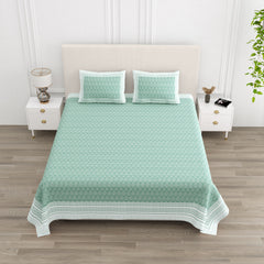 Luxe 100% Pure Cotton Printed Double Bed Bedsheet – With 2 Pillow Covers