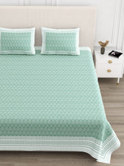 Luxe 100% Pure Cotton Printed Double Bed Bedsheet – With 2 Pillow Covers