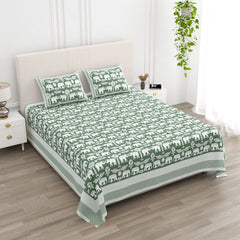Luxe 100% Pure Cotton Printed Double Bed Bedsheet – With 2 Pillow Covers