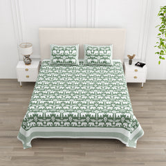 Luxe 100% Pure Cotton Printed Double Bed Bedsheet – With 2 Pillow Covers